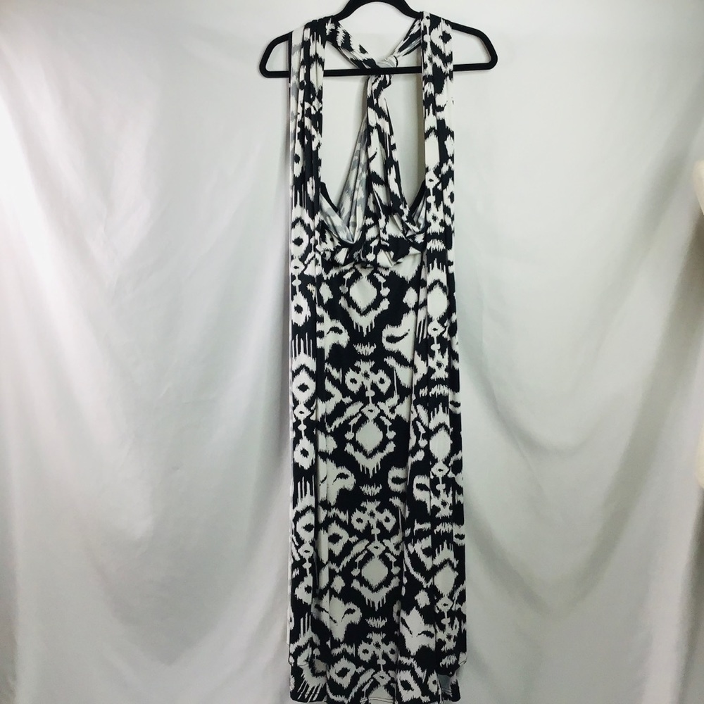 Soft Surroundings Dress Size TM Convertible Maxi Tribal Print Black White Summer